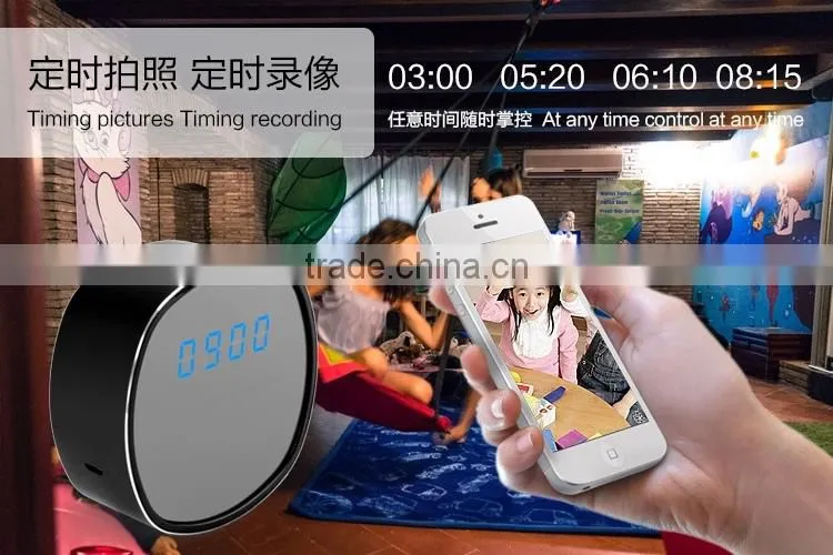 HD720P/30fps Wireless wifi Desk Alarm Clock camera