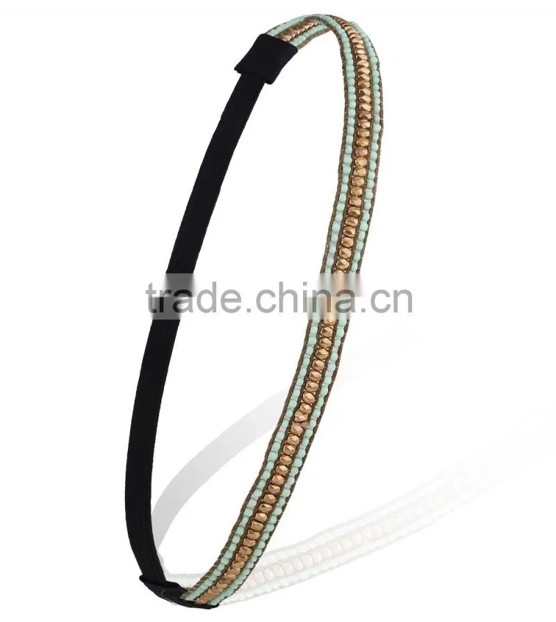 beauty Women Lady Lace Pearl Beads Headband Hairband Elastic Hair Head Band