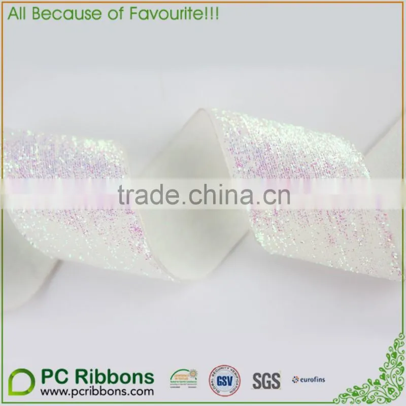 25mm white metallic velvet ribbon glitter ribbon wholesale
