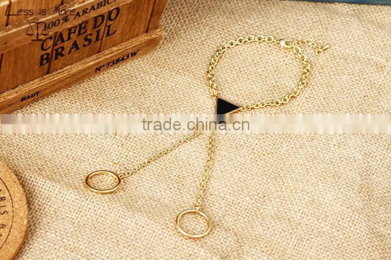 Hand Bracelet Bangle gold Chain Link Finger Ring Bracelet