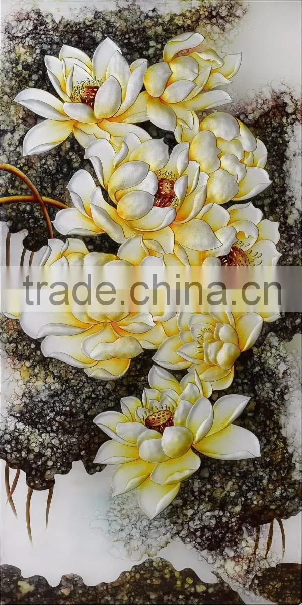 Wholesale Decorative Wall Hanging Glass Painting Pictures Of Flowers