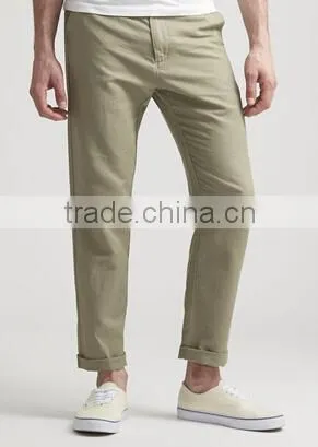 khaki color leisure design cotton casual pants for men