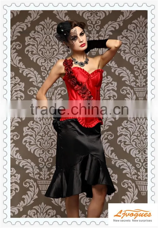 Satin Boned Lace up Back Bustier Corset waist training corsets wholesale