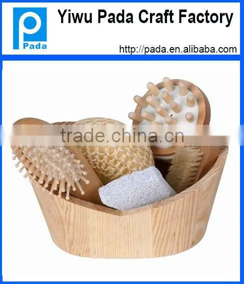 wooden bath set in wood basket