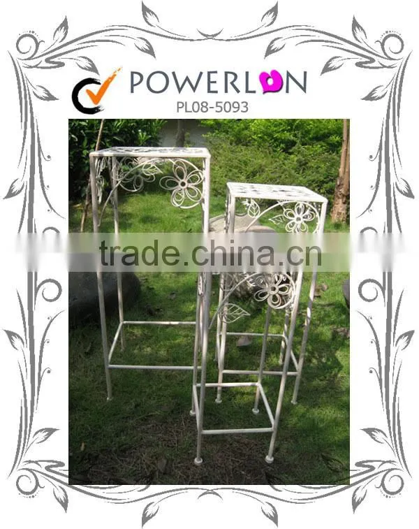 Cheap Price Square Antique Design S/3 Metal Plant Stand Garden Ornament For Decking Patio J08M TS05 G00 X00 PL08-5093