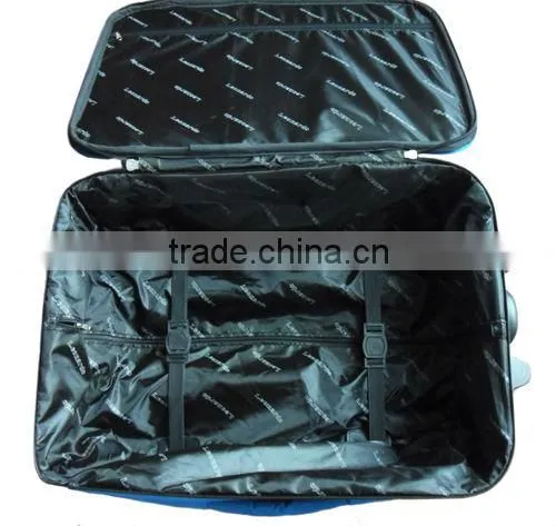 2014 china factory cheap good quality 600D polyester EVA upright wheeled 20'' cabin size carry on travel luggage with trolley