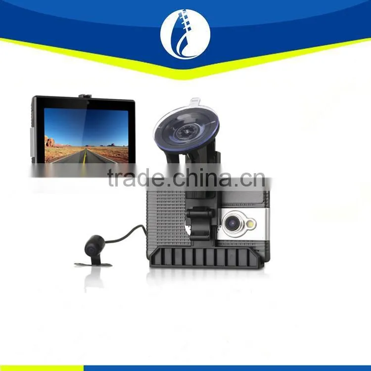 5.0 inch car DVR + Android 4.4 +3 cameras + dual recording + radar detector + GPS navigation + Wifi access