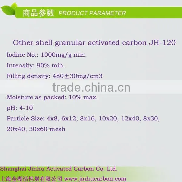 Shell activated carbon for gold screening plant