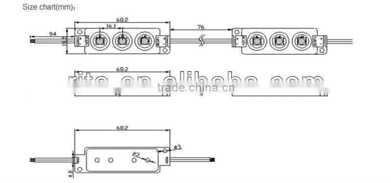 COOL WHITE 5050 SMD injection type LED module,3pcs 5050 led,DC12V input