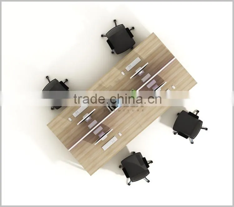 Modern wooden open 4 person modular cubicle modern office workstations