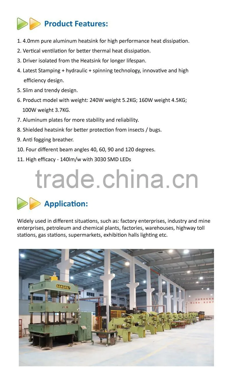 160W LED UFO Highbay with EU Standard Plug and 1.5 Meter Wire