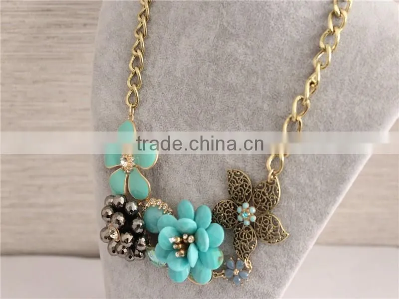 Crystal jewelry necklace, flower choker necklace, Fashion Necklace Gold Necklace