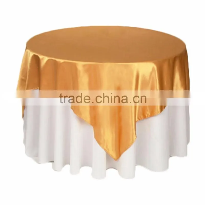 Square 145*145CM Round Satin Table Overlay For Wedding Banquet