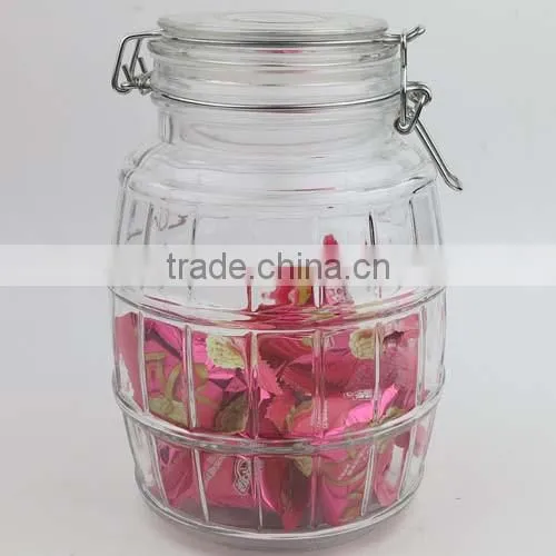 Big Capacity Glass Storage Jar with Glass Lid, Glass Hermetic Clip Jar, Glass Cookie Jar