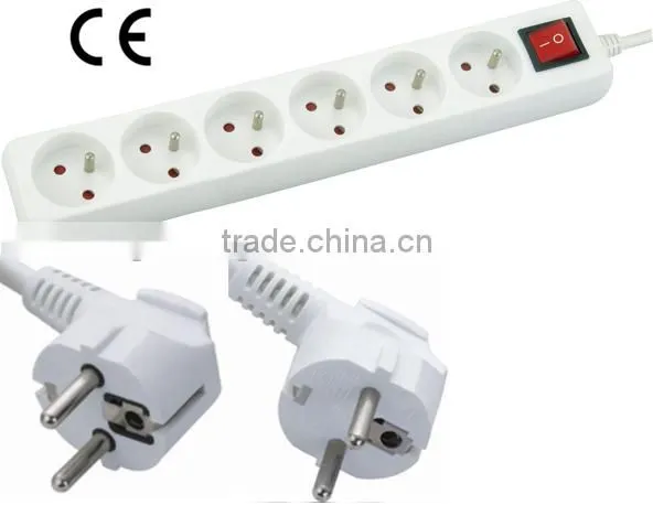 250V French switch Socket 6 outlets with CE approved
