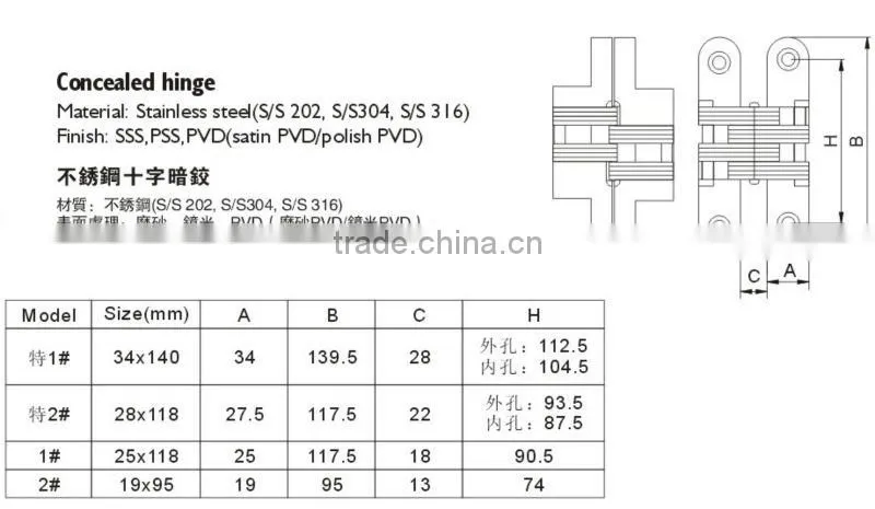 Zinc alloy Invisible hinge