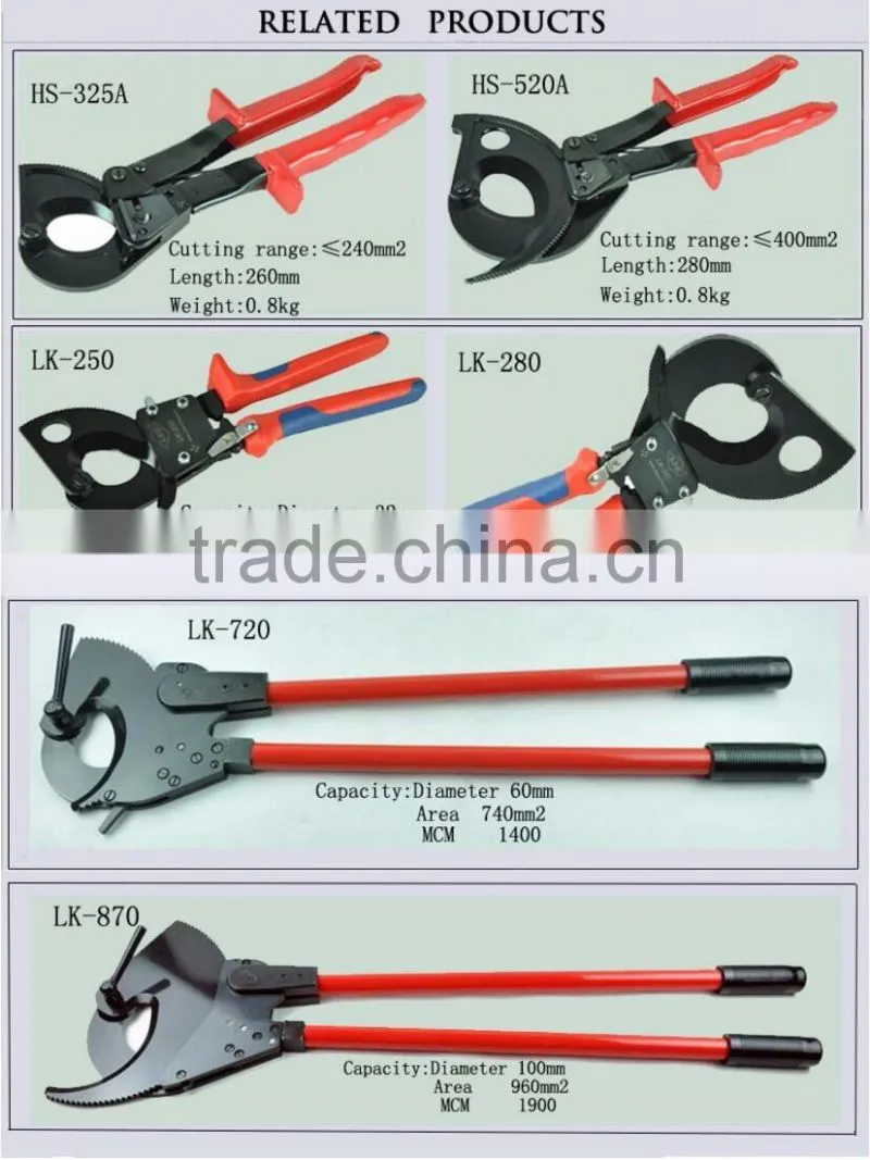 LSDHigh Quality HS-520A heavy duty cable cutter for cutting 400mm2 cooper-alumium cables shearing armoured cable cutter