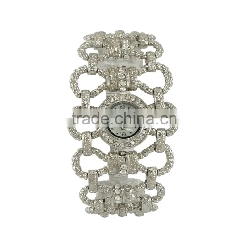 New model unique fashion ladies dress wide band alloy quartz with japan quartz watch