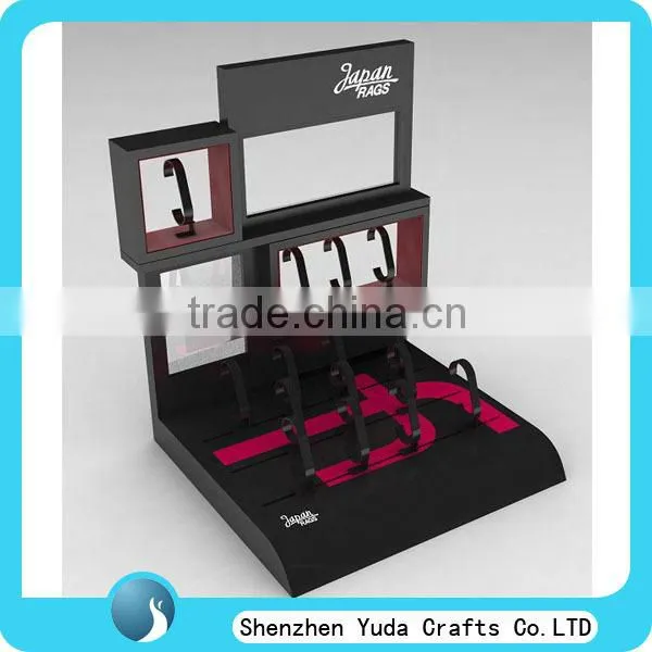 Alibaba hot selling MDF watch display/ counter holder stand with engraving logo