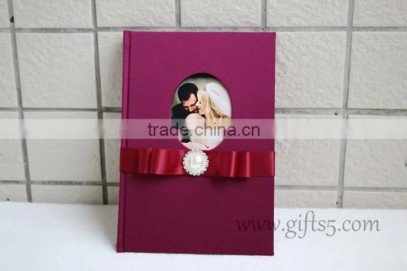 Luxury Silk Covor Wedding Guest Book with ribbon
