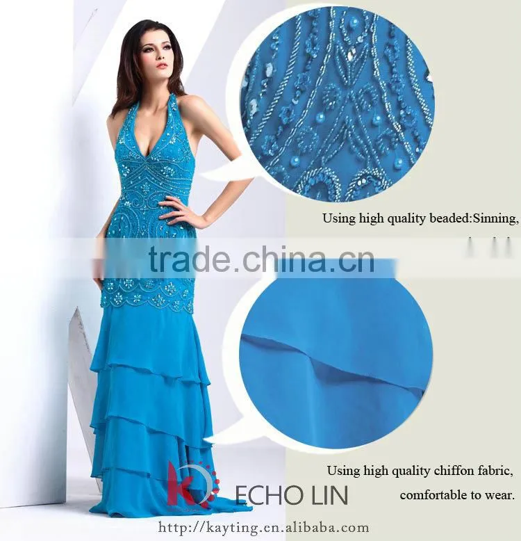 Elegant sexy deep v-neck backless shiny evening dresses with beads long evening dress