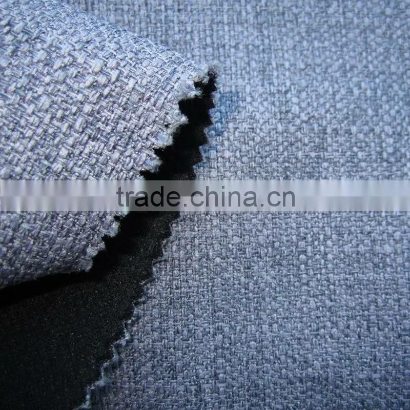 100% polyester imitate linen fabric boned with knitting fabric