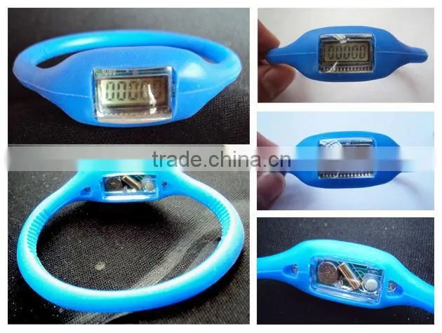 Round silicone wristband pedometer for promotional gift