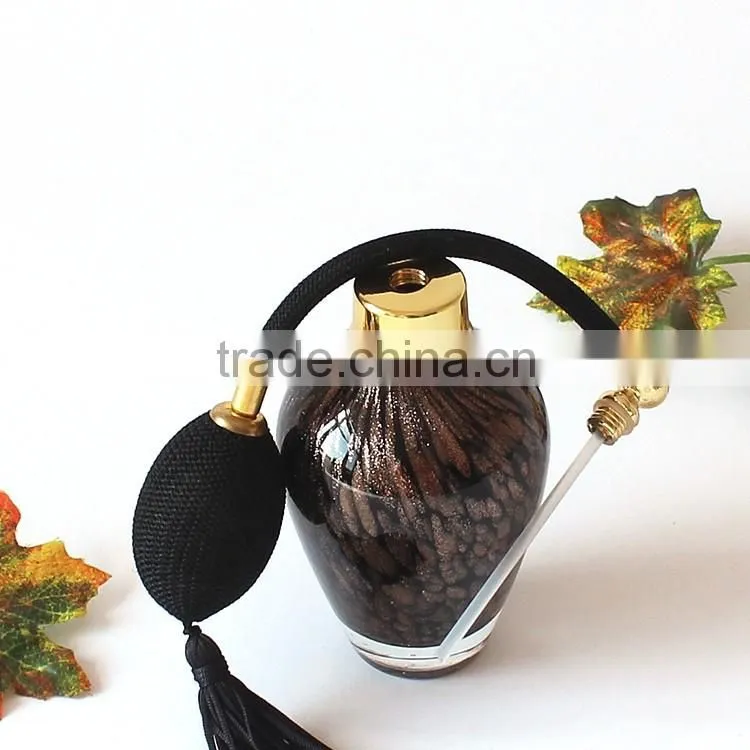 Handmade Black & Gold Point Airbag Glass Perfume Bottle