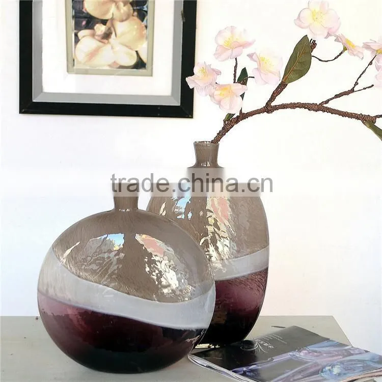 New designed mouth blown purple round arts murano glass vase