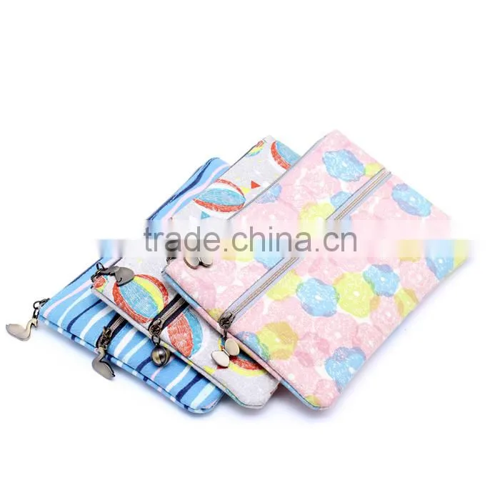 2015 new printed small cotton canvas zipper bag