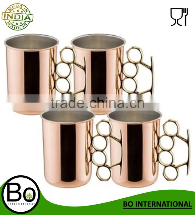 Copper Moscow Mule Mug with a "Brass Knuckle" style handle