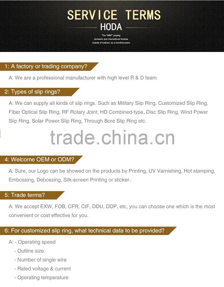 Wholesale customize ROHS through bore slip ring