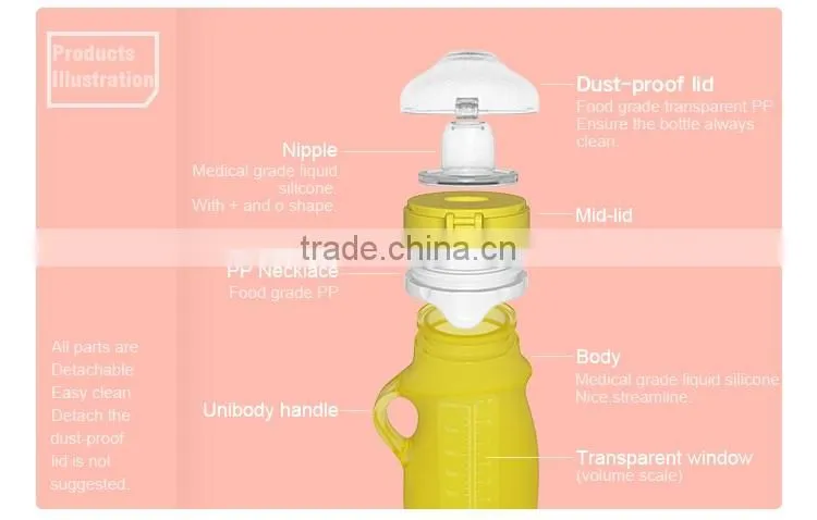 baby glass feeding bottles with silicone sleeve