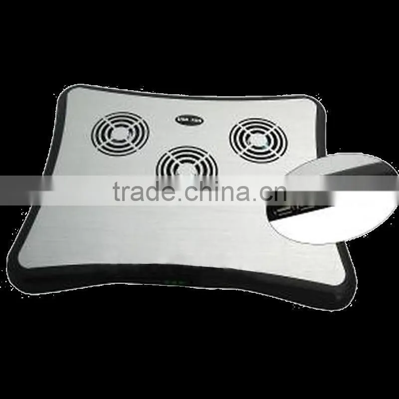Notebook aluminum 3 fan with USB 2.0 4 port hub silver