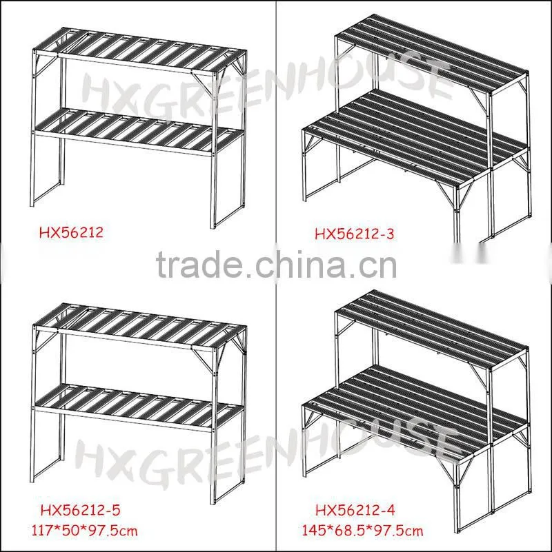 Widely used garden greenhouse portable staging with seed trays for sale HX56 series