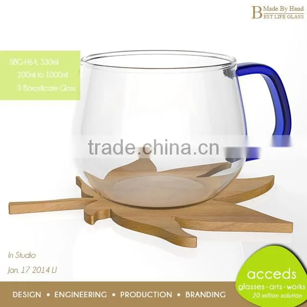 New Innovations Custom Handblown Borosilicate Glass Wooden Tea Mugs