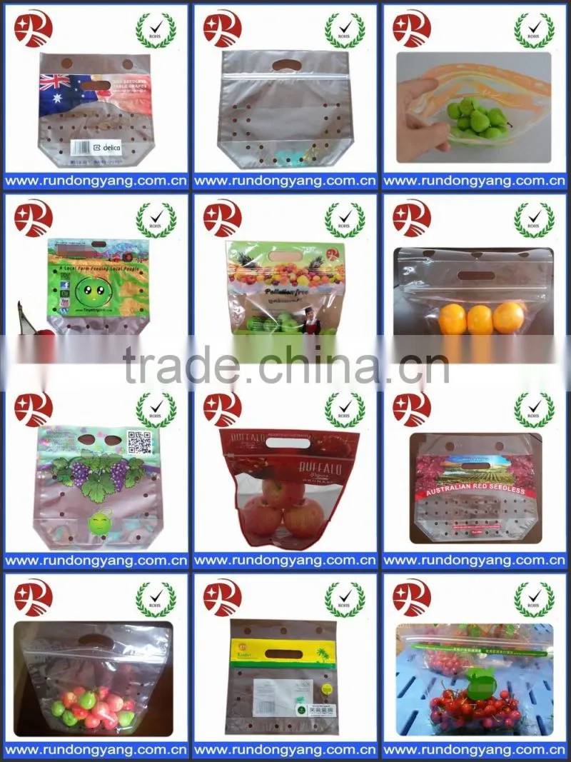 transparent slider zipper zip lock fruit bag for grape