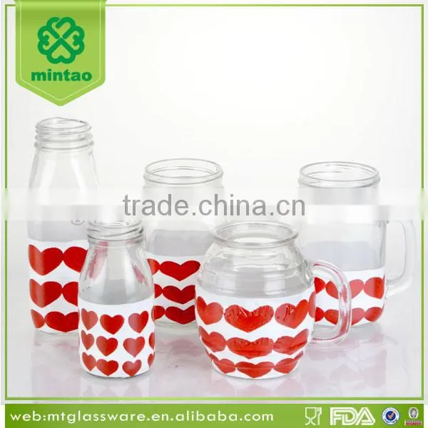 hand painted red star glass jars decorative candle jars