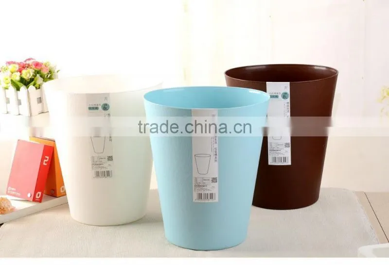 pure color plastic round trash can /ash-bin/plastic waste container for home use