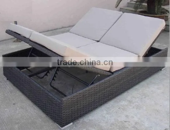 Adjustable double rattan sunbed/Lounge chair (BF10-R63)