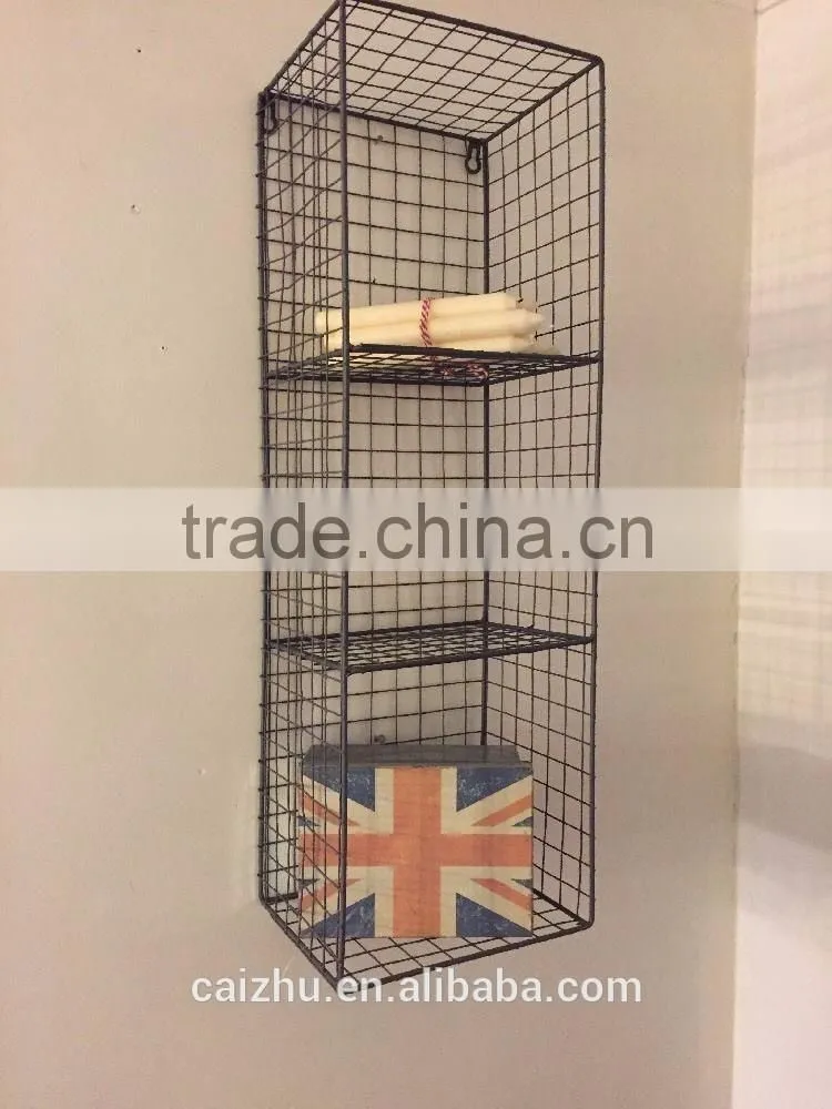 Industrial Retro Style Metal Wire Locker Room Wall Shelf Storage Unit Rack Cage