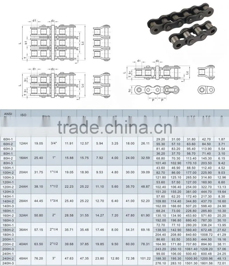simplex Short pitch heavy duty roller chains (A series)