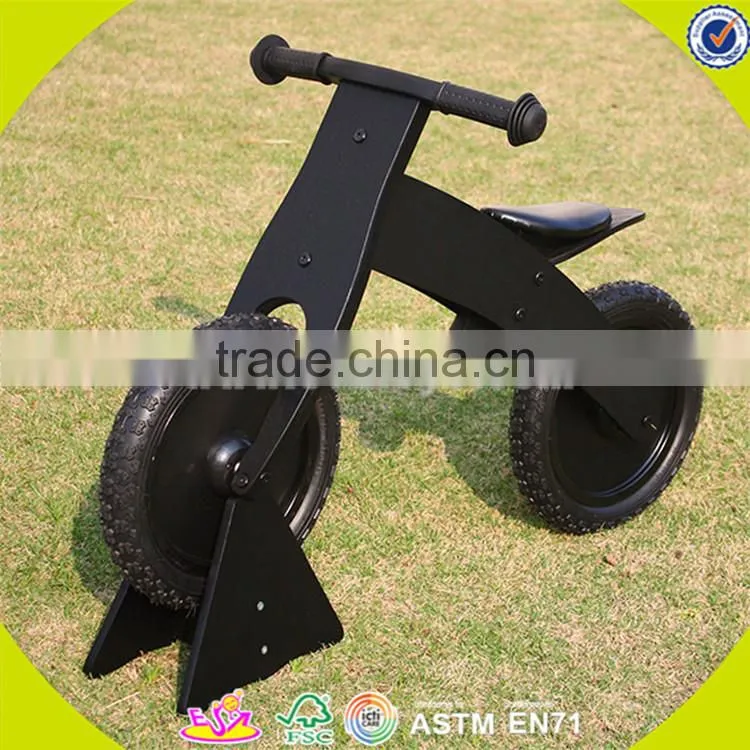 Wholesale top sale wooden black balance bike for kids new fashion black balance bike great wooden black balance bike W16C051