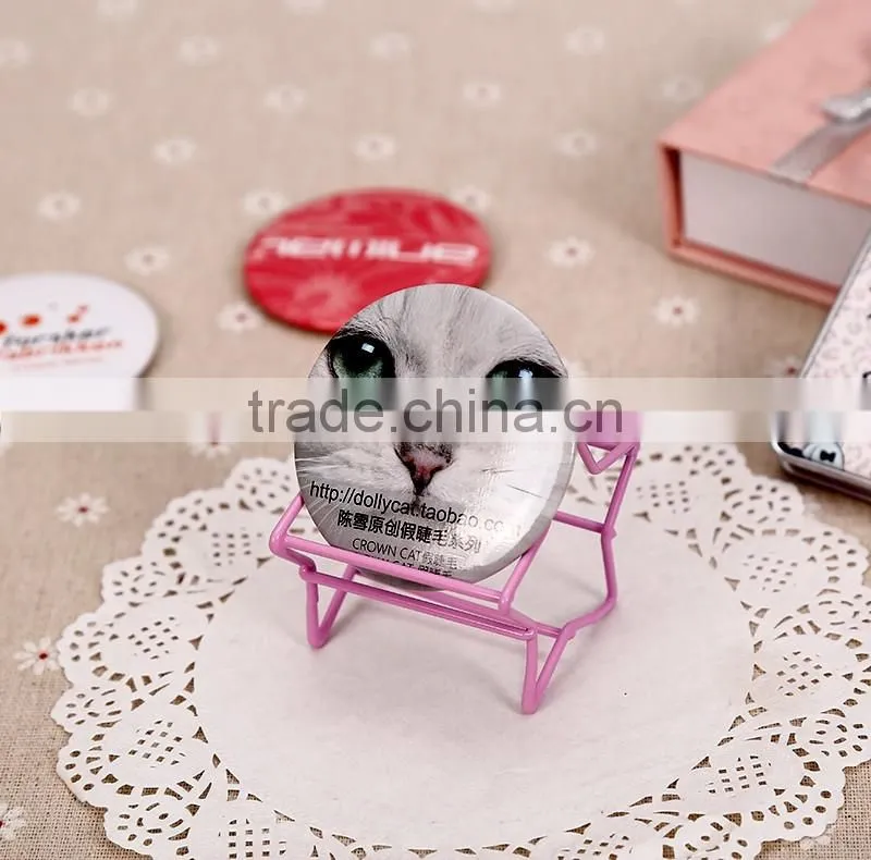 CJA01-OEM Makeup Pocket Plastic hand round mirror