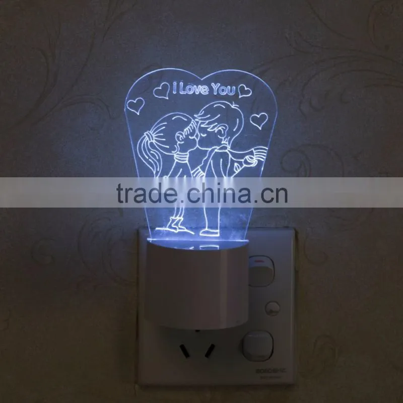 Cheap hot Mini 3D Night Light with Auto Dusk to Dawn Sensor Plug In Wall Square Light