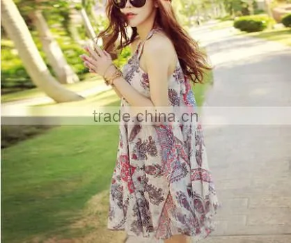 2016 New Summer Women Short Strapless Shoulder Beachwear Bohemia Dress