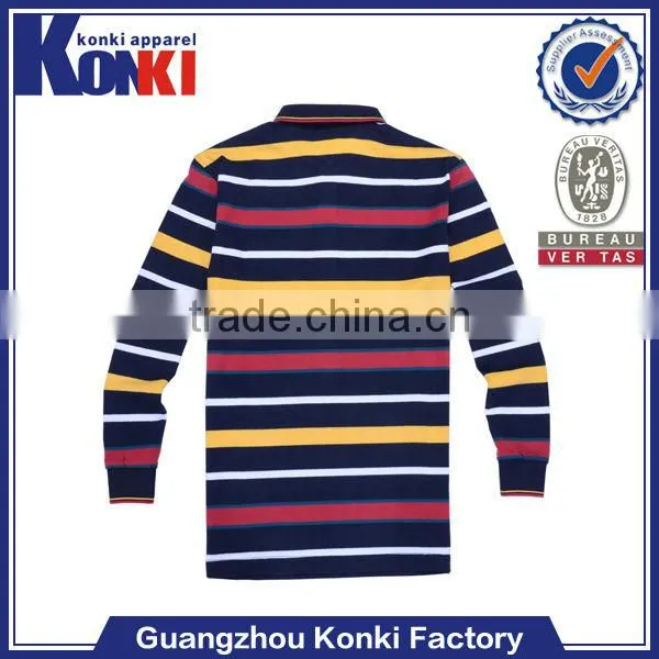 bulk High quality long sleeve stripe men's polo shirt