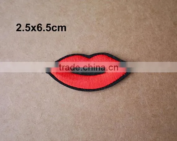 2017Customized kiss lip Embroidery Patch, virious lip Embroidered Brand Logo Patch