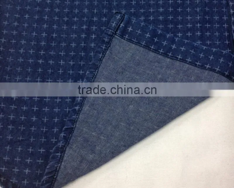 printed denim shirt with with bleach washed