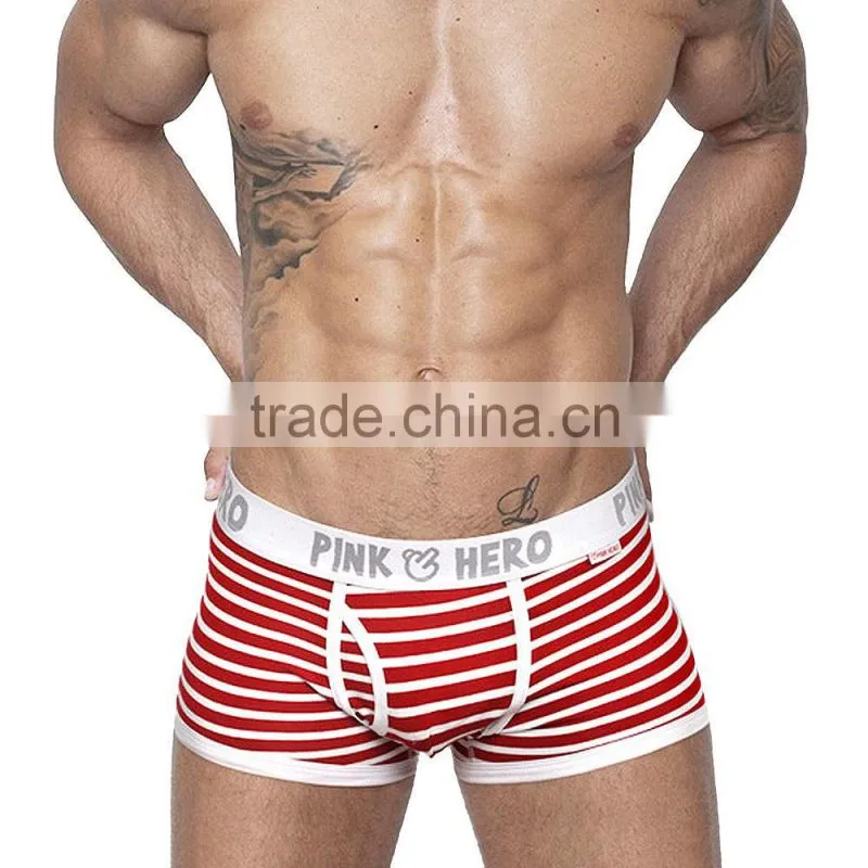 stripe cotton custom waistband logo for men underwear wholesale